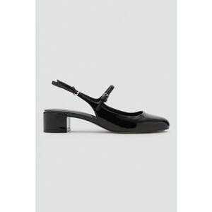 Pantofi slingback de piele sintetica lacuita - Negru imagine