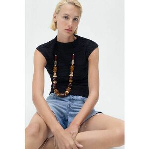 Bluza texturata cu maneci scurte - Albastru ultramarin imagine