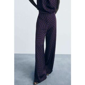 Pantaloni cu model cu buline - Maro inchis/Albastru royal imagine