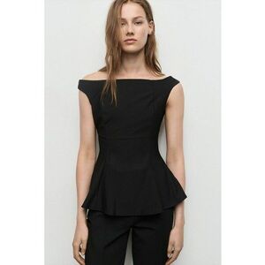 Bluza uni cu decolteu pe umeri - Negru imagine