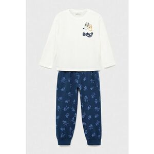 Pijama din bumbac cu model - Alb/Portocaliu/Albastru inchis imagine