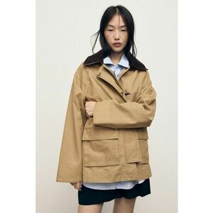 Jacheta lejera cu buzunare supradimensionate cu clapa - Maro camel imagine