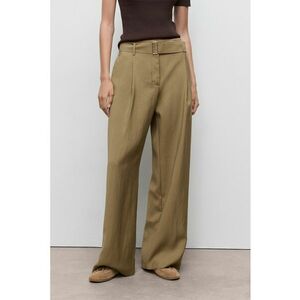 Pantaloni cu croiala ampla si curea - Maro camel imagine
