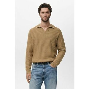 Pulover polo din bumbac - Galben mustar imagine