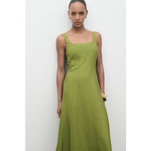 Rochie midi uni - Verde masliniu imagine