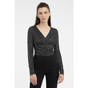 Body stralucitor slim fit cu drapaj - Negru/Argintiu imagine