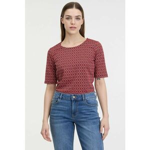 Bluza cu model si decolteu rotund - Roz deschis/Caramiziu imagine