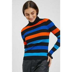 Pulover slim fit cu dungi - Negru/Portocaliu/Albastru imagine