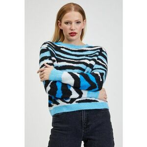 Pulover tricotat cu model animal print - Alb/Negru/Albastru glaciar imagine