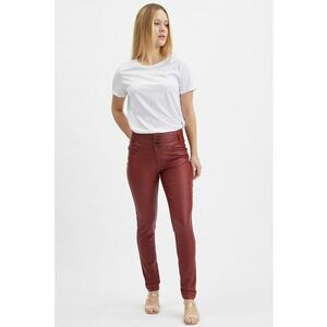 Pantaloni slim fit cu nasturi - Maro cognac imagine