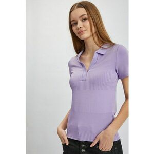 Tricou polo tricotat fin - Lila imagine