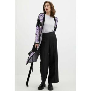 Cardigan lung cu imprimeu floral - Alb/Negru/Ametist imagine