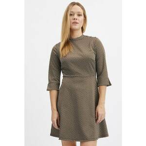 Rochie scurta cu croiala in A si maneci 3/4 - Maro deschis imagine