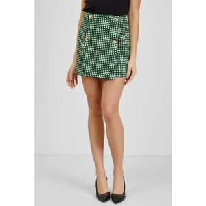 Fusta-pantalon mini cu model houndstooth - Verde imagine