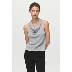 Top din lurex cu decolteu drapat - Gri deschis imagine