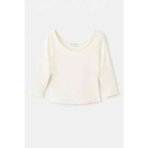 Bluza slim-fit cu maneci 3/4 - Alb murdar imagine