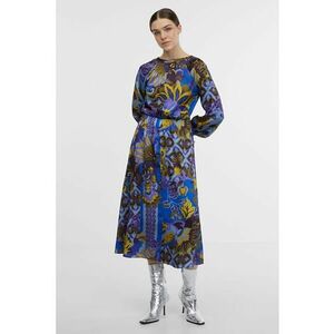 Rochie midi cu model - Albastru royal imagine