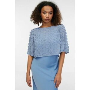 Bluza crop cu aplicatii florale - Albastru pastel imagine