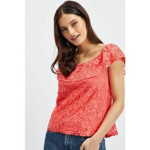 Bluza din dantela cu decolteu barcuta - Coral imagine