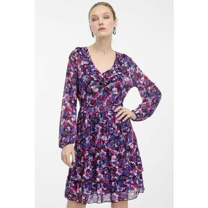 Rochie cu maneci lungi si imprimeu - Violet/Albastru imagine