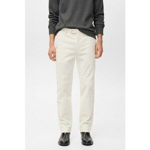 Pantaloni lungi cu model uni - buzunare si talie medie - Alb optic imagine