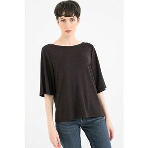 Bluza cu insertii din lurex - Gri inchis melange imagine