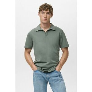 Tricou cu model uni si guler deschis - Verde pal imagine