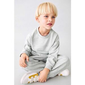 Bluza de trening cu decolteu rotund si model uni - Gri melange imagine