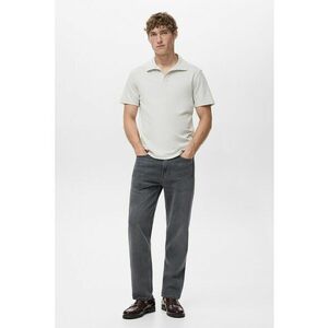 Tricou cu model uni si guler deschis - Alb imagine