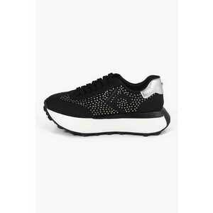 Pantofi sport flatform cu aplicatii de strasuri - Negru imagine