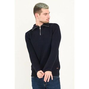 Pulover striat cu fenta cu fermoar - Albastru ultramarin imagine
