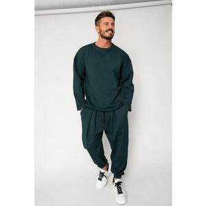 Set Flex Bluza Oversized si pantalon Baggy Bottle Green 18048 - Verde imagine