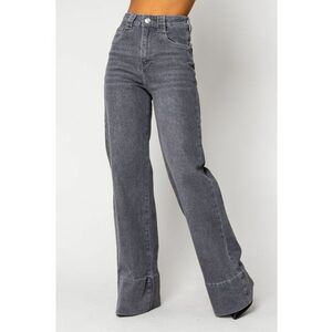 Blugi elastici largi din denim Grey 18091 - Gri imagine