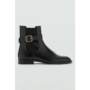 Ghete Chelsea de piele ecologica cu bareta decorativa - Negru imagine