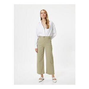 Blugi crop cu croiala ampla - Kaki imagine