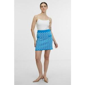 Fusta mini din tricot cu model - Alb/Turcoaz imagine