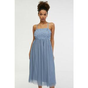 Rochie cu aplicatie florala 3D Empire - Albastru prafuit imagine