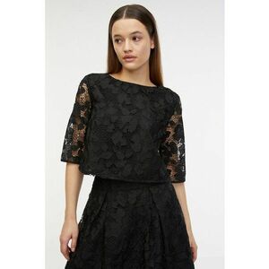 Bluza din dantela cu maneci medi - Negru imagine
