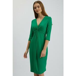 Rochie midi cu model petrecut - Verde imagine