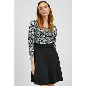 Rochie scurta cu croiala in A si decolteu in V - Alb/Negru imagine