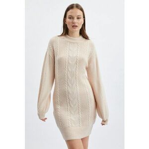 Rochie-pulover cu torsade - Crem imagine