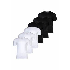 Set de tricouri cu decolteu in V - 6 piese - Alb/Negru imagine