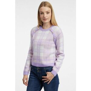 Pulover cu decolteu la baza gatului si model in carouri - Violet deschis/Lila imagine