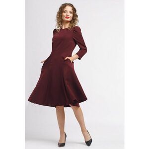 Rochie midi plisata cu buzunare laterale - Visiniu imagine