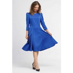 Rochie midi plisata cu buzunare laterale - Albastru royal imagine