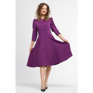 Rochie midi plisata cu buzunare laterale - Violet imagine