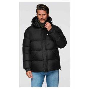 Geacă matlasată cu glugă cu închidere înaltă OM-JAHP-0238 - Negru imagine