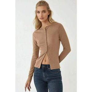 Bluza tricotata texturata - Maro imagine