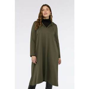 Rochie midi cu gluga - Kaki inchis imagine