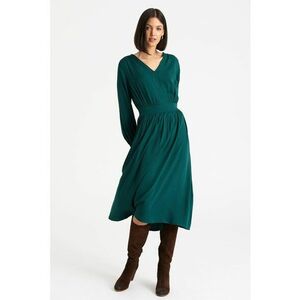 Rochie midi cu decolteu in V - Verde inchis imagine